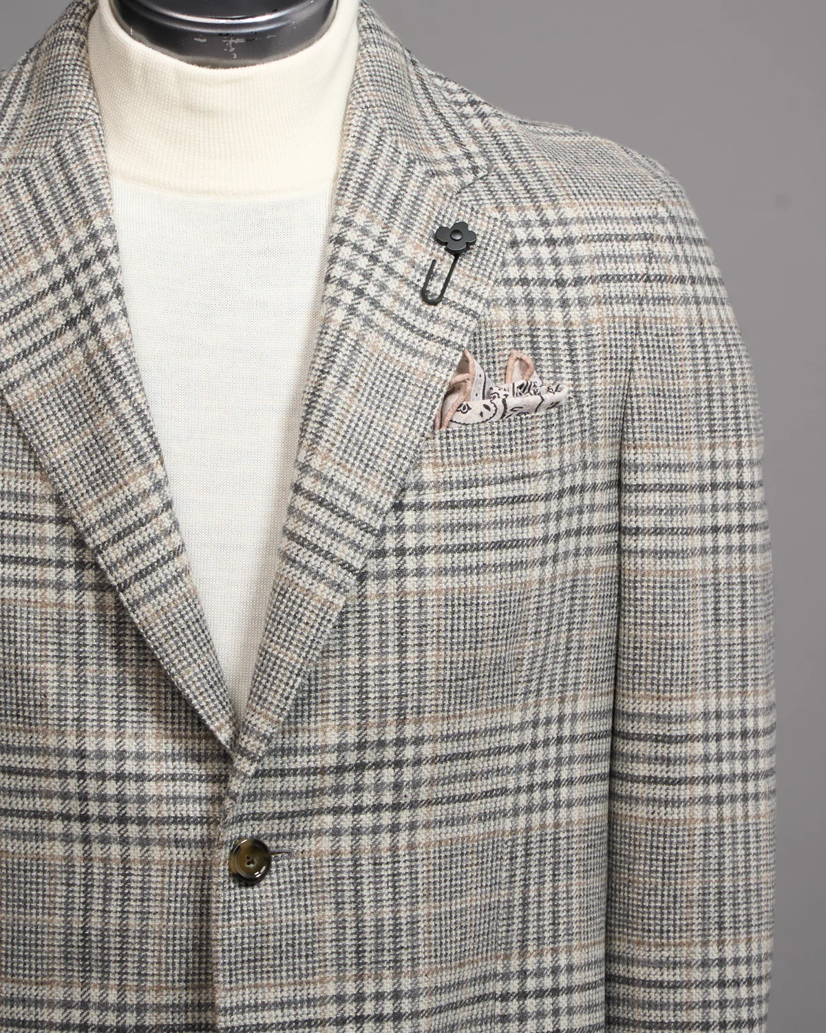 Wool & Cashmere 'Roma' Fit Light Prince Of Wales Check Soft Jacket - Image 2