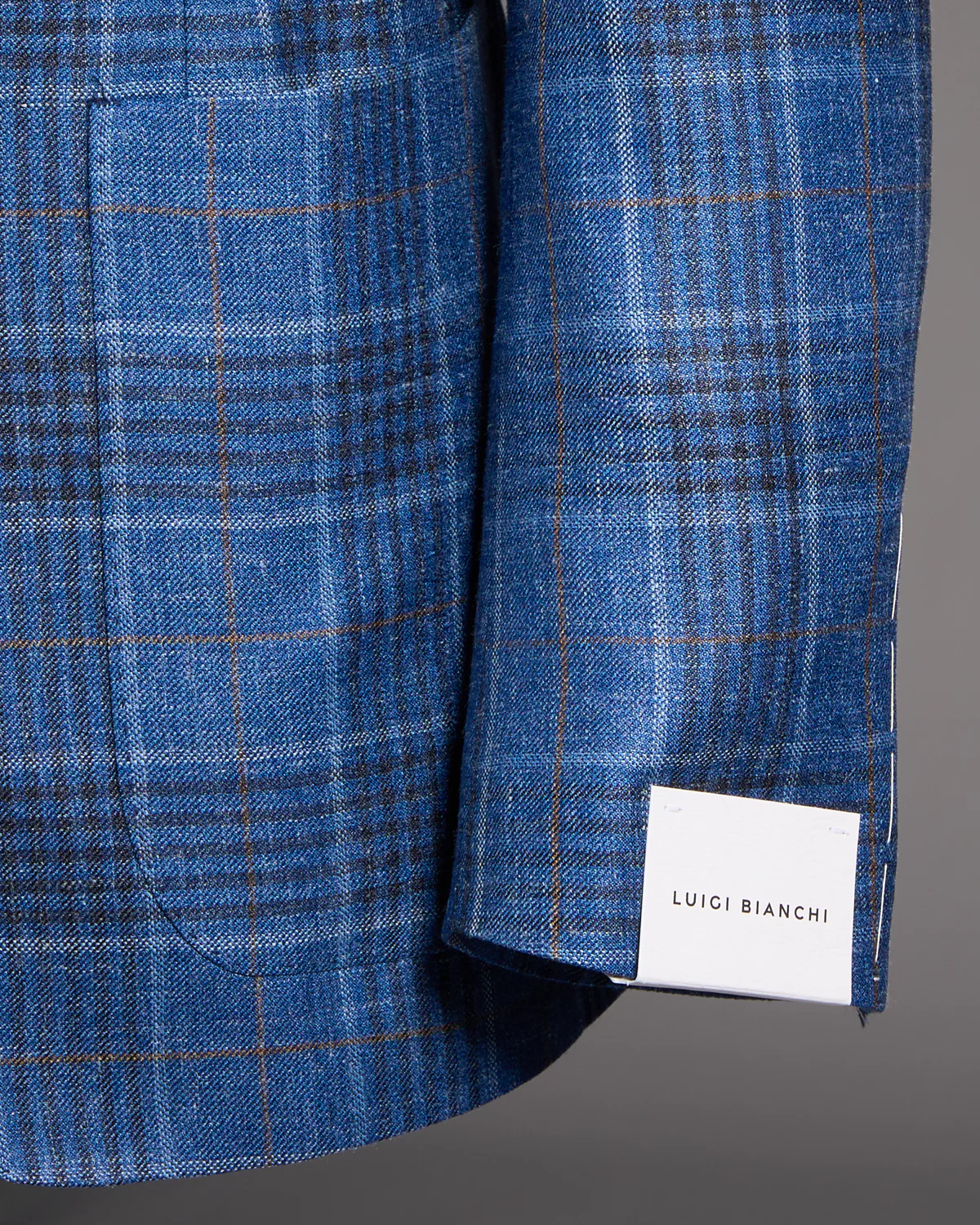 Blue Check Wool-Silk-Linen Sport Jacket - Image 3
