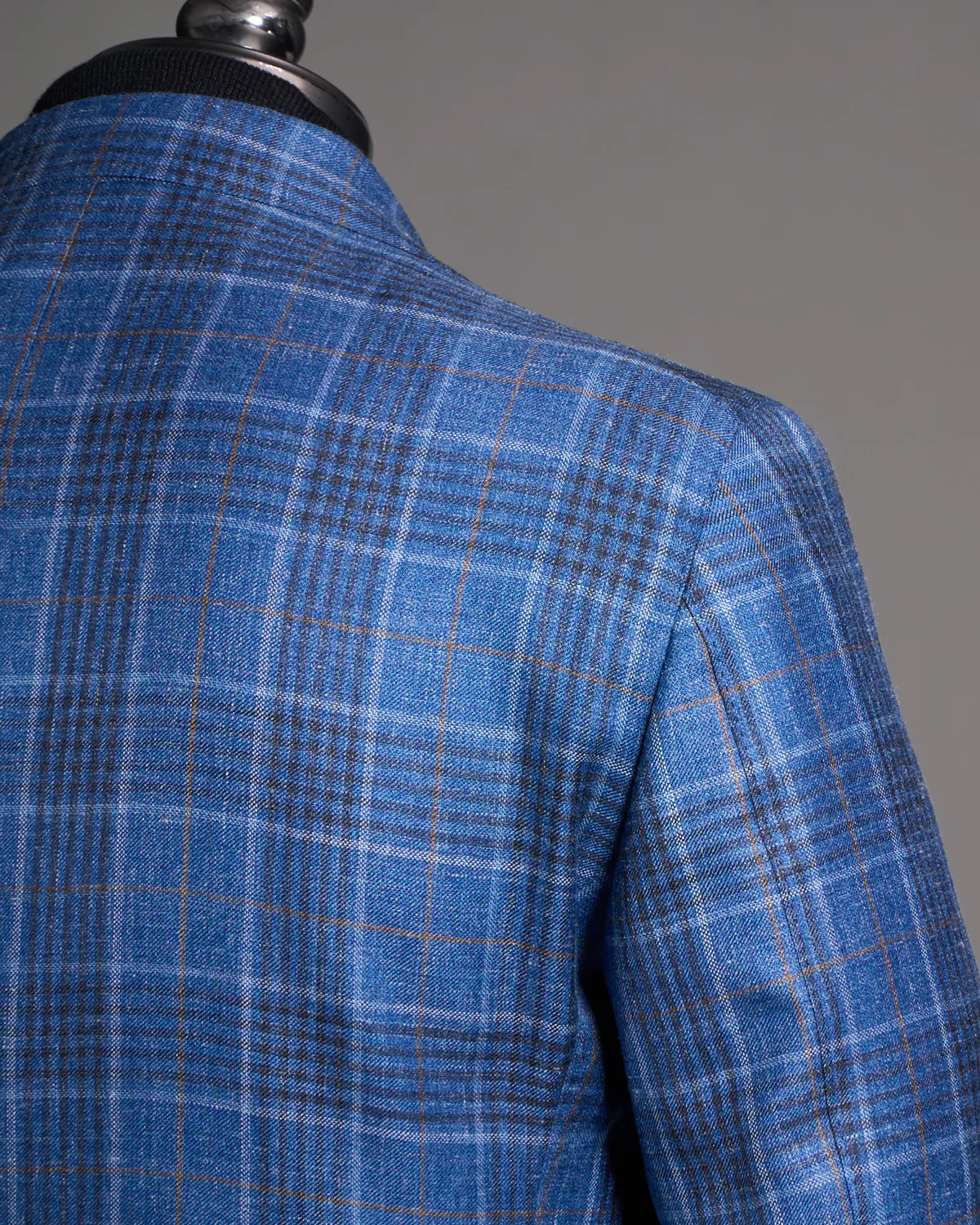 Blue Check Wool-Silk-Linen Sport Jacket - Image 4