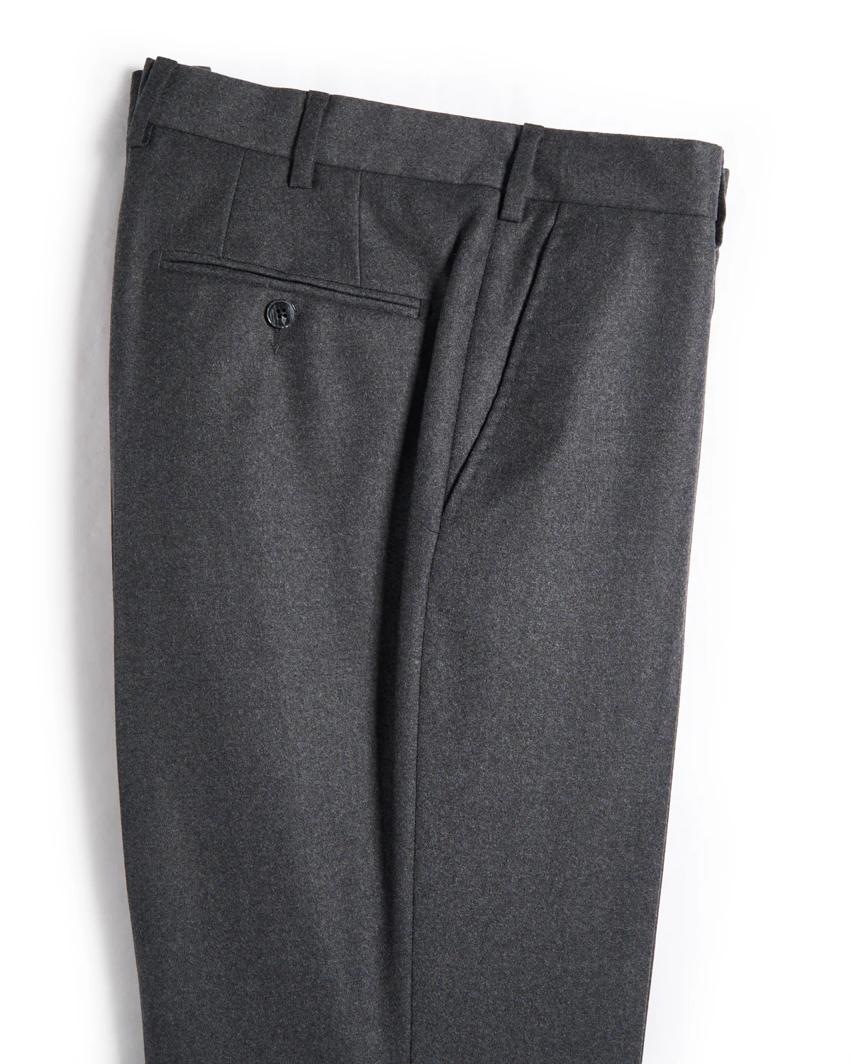 Flannel Wool Stretch Flat Front Dress Trousers - Image 5