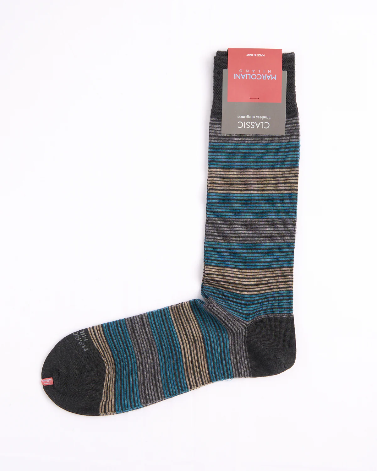 Charcoal Mix Lana Extrafine Merino Scala Stripe Socks