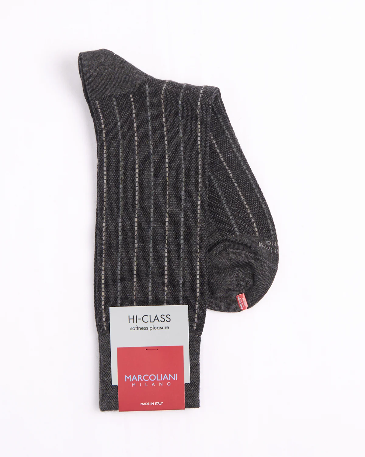 Charcoal Mousse Of Modal Pique Pinstripe Socks - Image 2