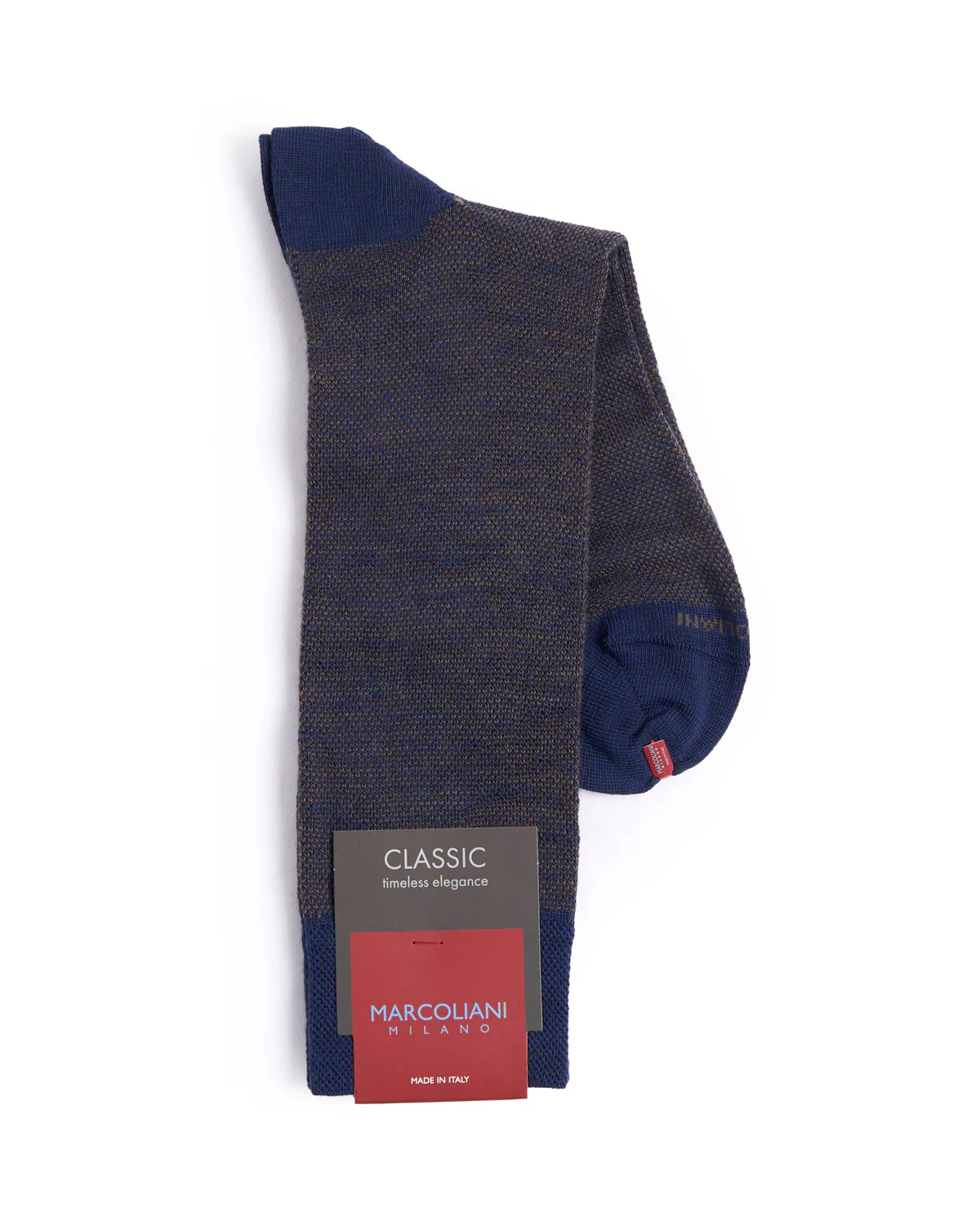 Navy / Brown Extrafine Merino Birdseye Socks - Image 2