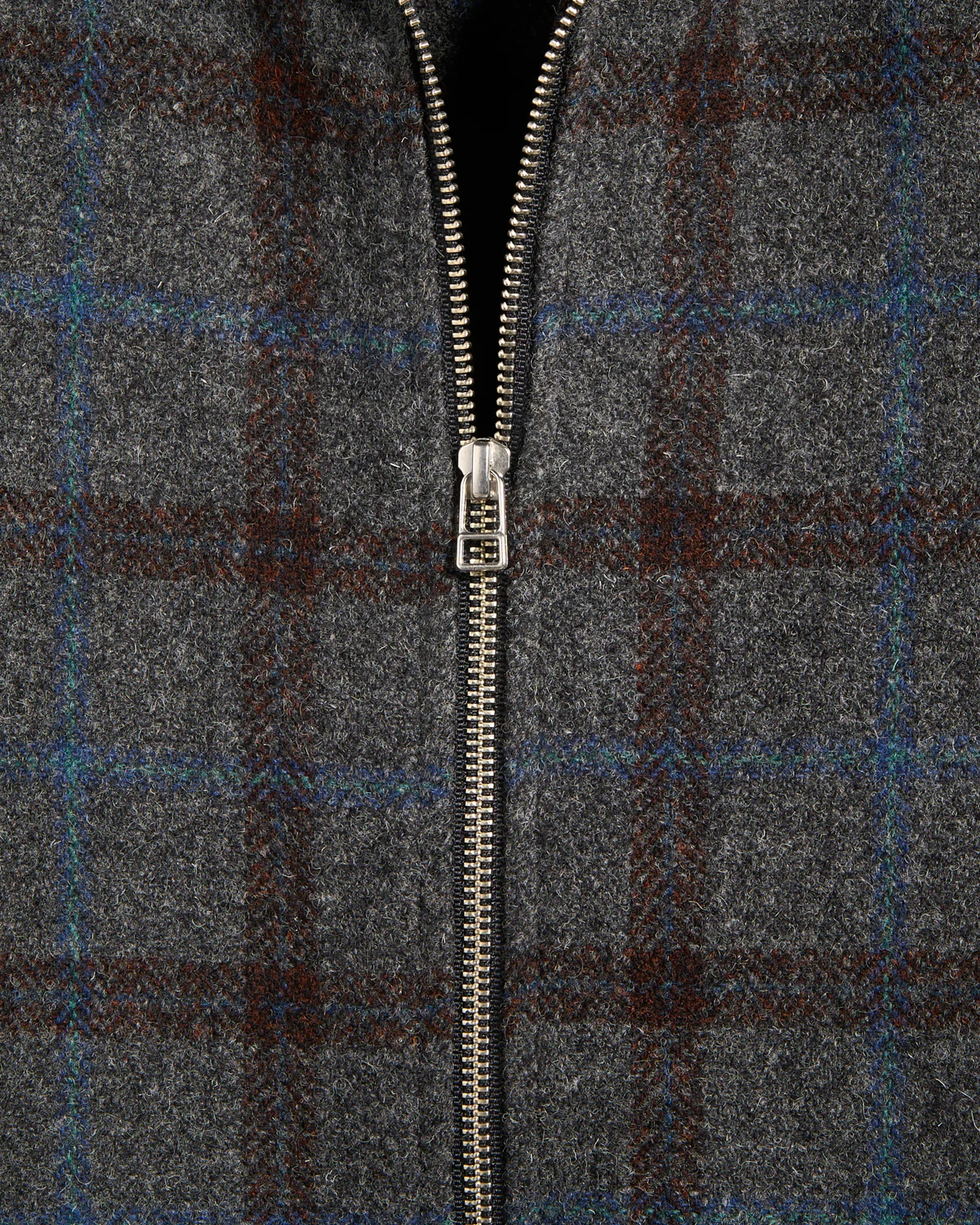 Grey Plaid Zip Overshirt - Image 3