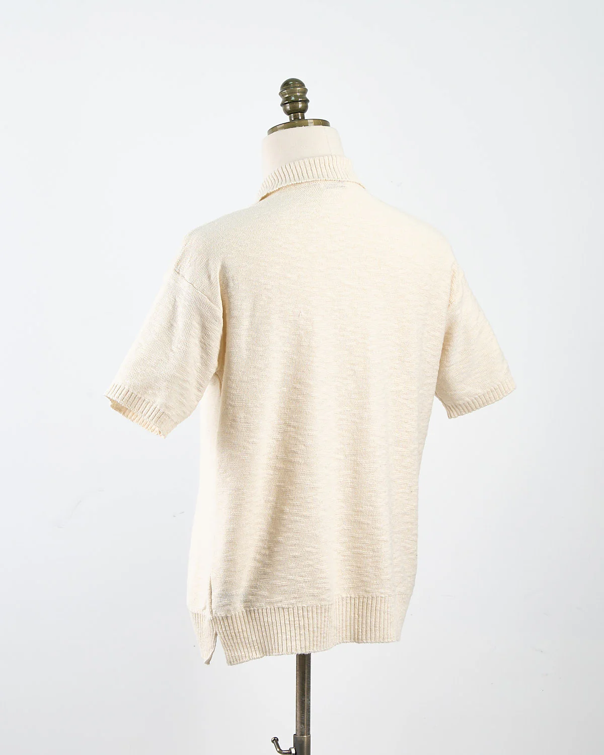Relaxed Fit Cotton & Linen Ribbed Collar Polo - Image 2