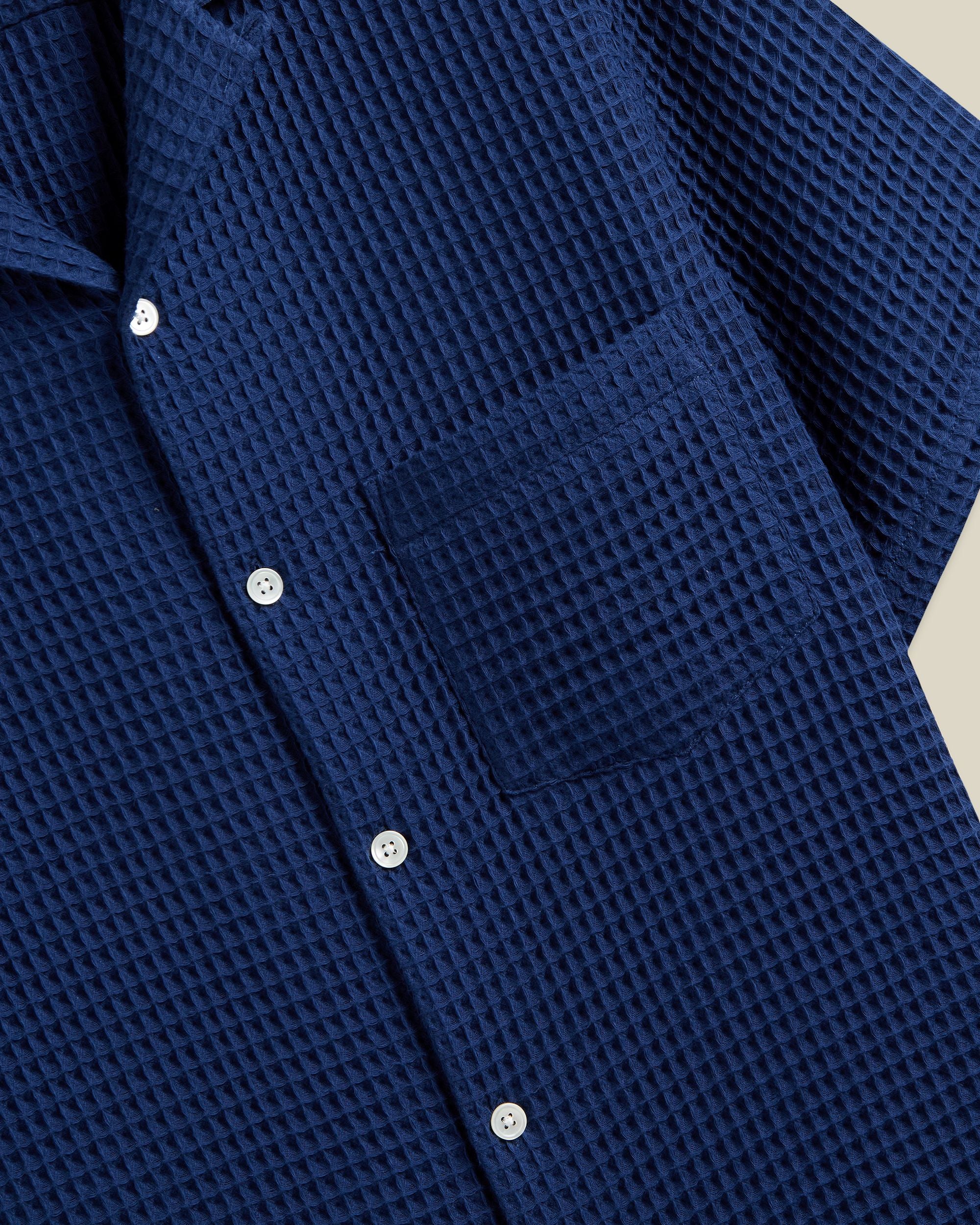 'Honey Comb' 3D Cotton Camp Collar Shirt - Image 3