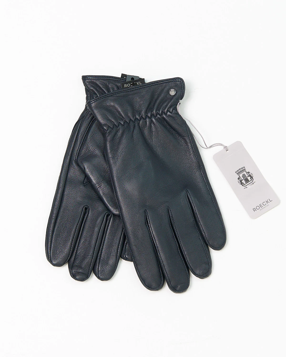 'Detroit' Fleece Lined Navy Leather Gloves