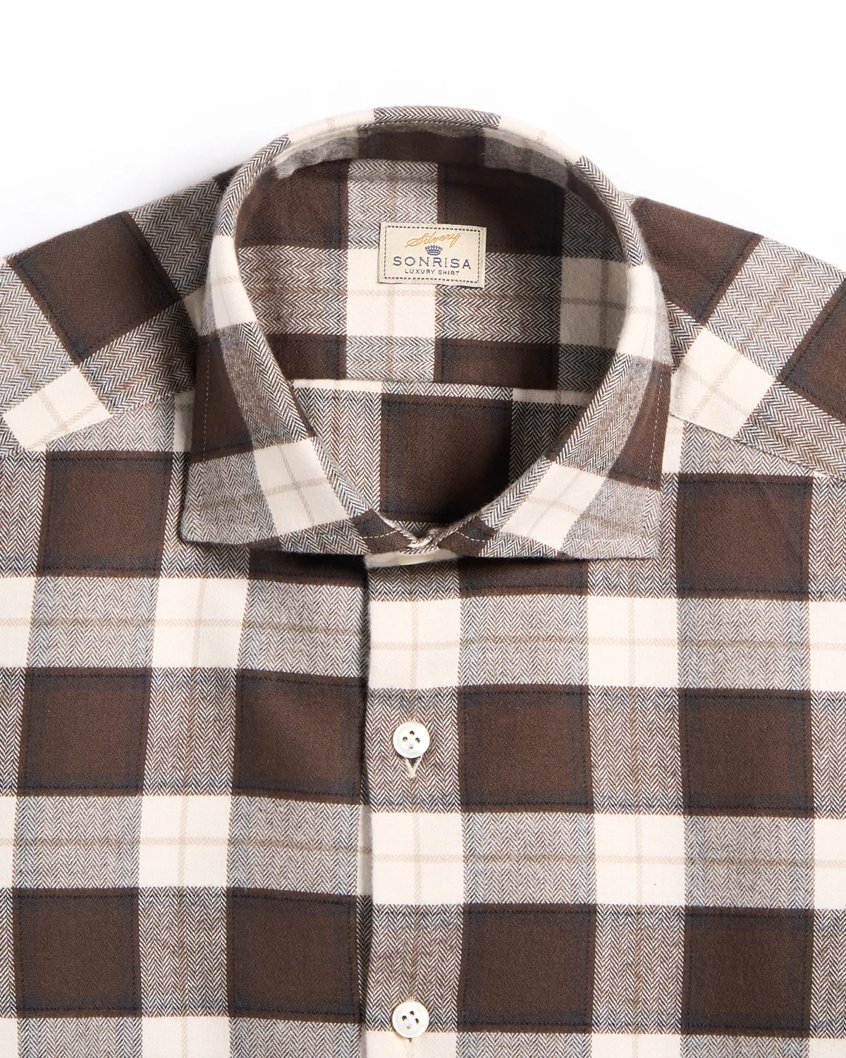 Luxury Herringbone Check Flannel Comfort Fit Sport Shirt - Image 3