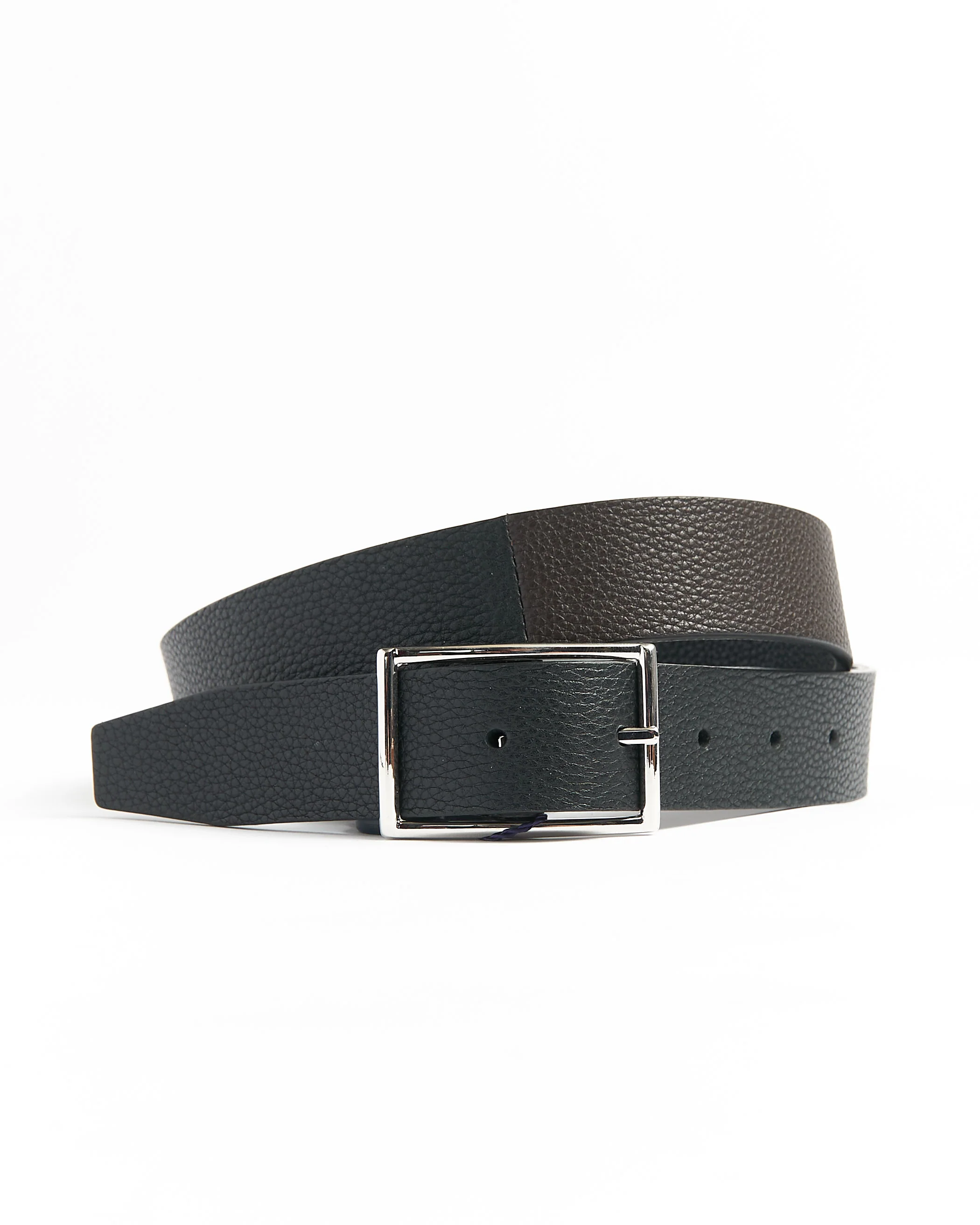 Two Tone Thin Leather Belt / Black